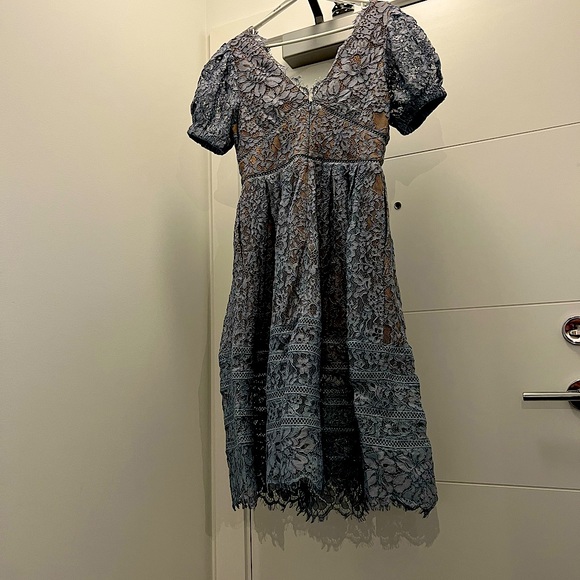 Self-Portrait Blue Fine Cord Lace Midi Dress - Picture 6 of 6